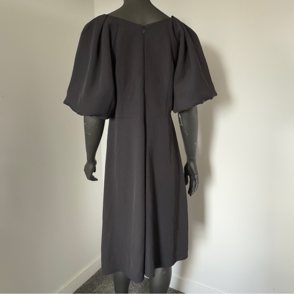 Laura Charcoal Puff Sleeve Fit & Flare Dress – Size 12 - Picture 3 of 5